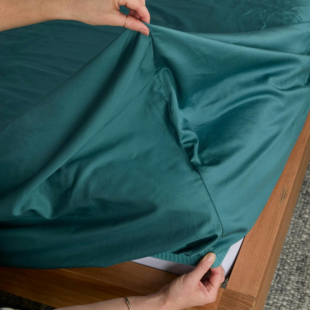 Eden Cotton - Teal Fitted Sheet | Sheet Society