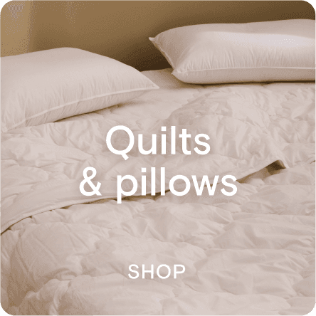 Quilts and pillows. Shop now